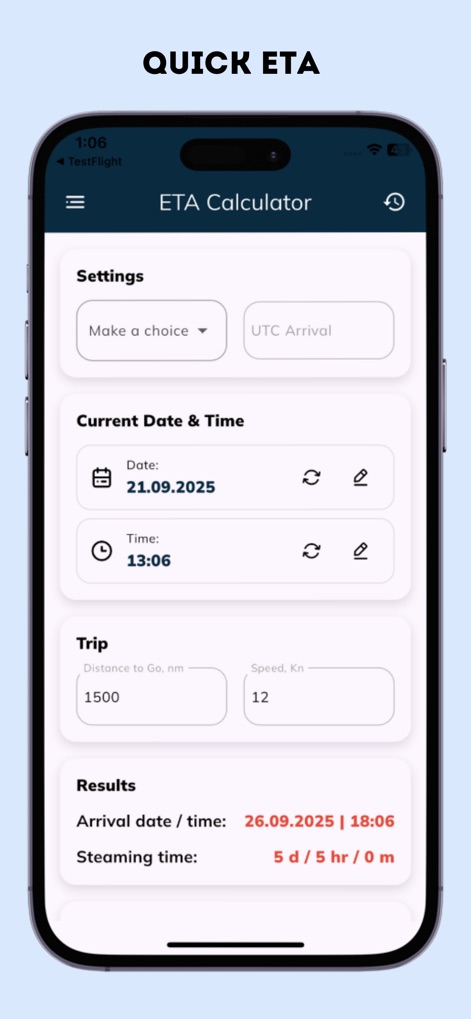 ETA Calculator - Navigation App | MWM