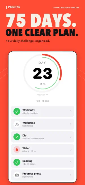 75 Hard Tracker: Pure 75 screenshot 1