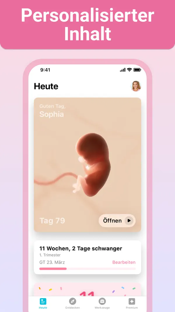 Schwangerschaft + Tracker-App iPhone App Screenshot 1 – Medizin