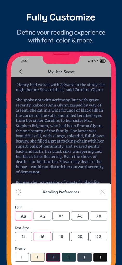FreeBooks: 76,000 Top Reads - The app enables personalized reading through extensive customization options, including multiple font styles and diverse background themes.