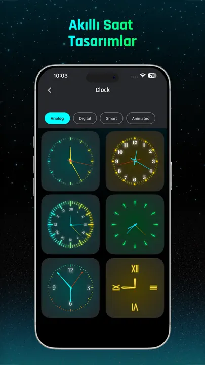 Dijital Neon Gece Saati iPhone Ekran Görüntüsü 2