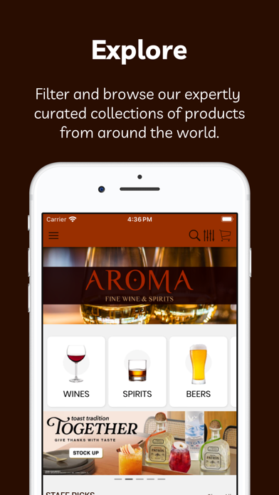 Aroma Fine Wine and Spirits iPhone screenshot 1 - Shopping app
