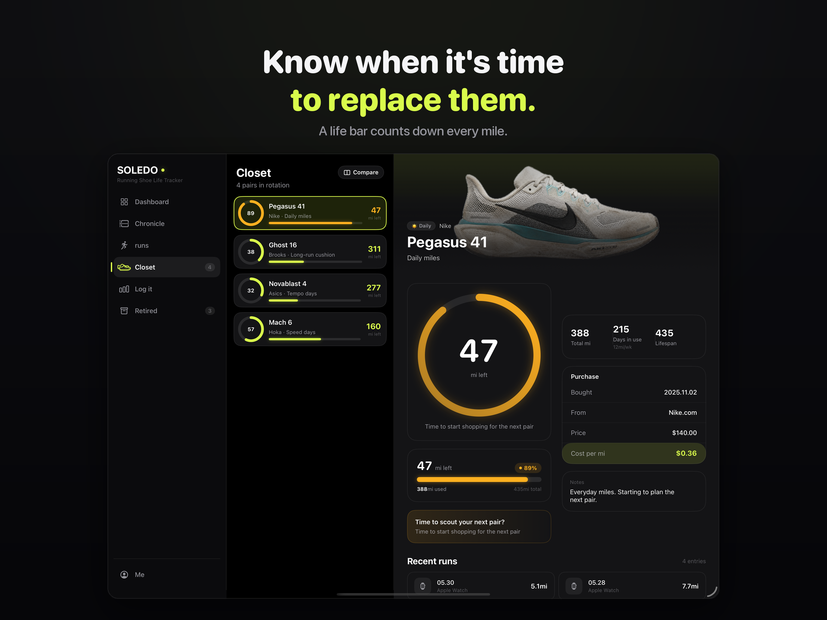 Soledo: Shoe Mileage Tracker screenshot 8