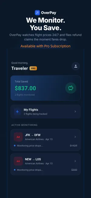 Overpay - Flight Price Tracker screenshot 1