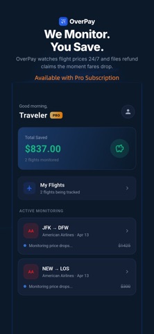 Overpay - Flight Price Tracker Screenshot 1 of 4