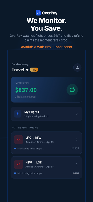 Overpay - Flight Price Tracker Screenshot 1 of 4