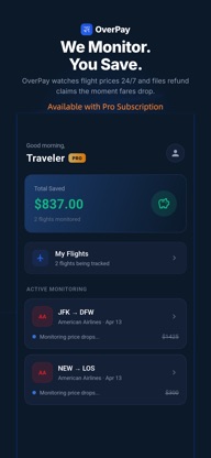Overpay - Flight Price Tracker screenshot 1
