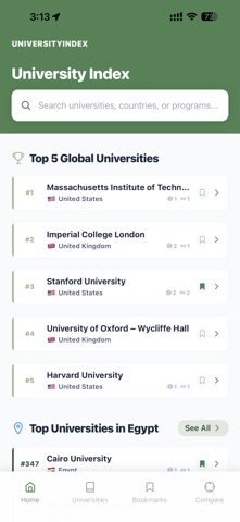 University Index screenshot