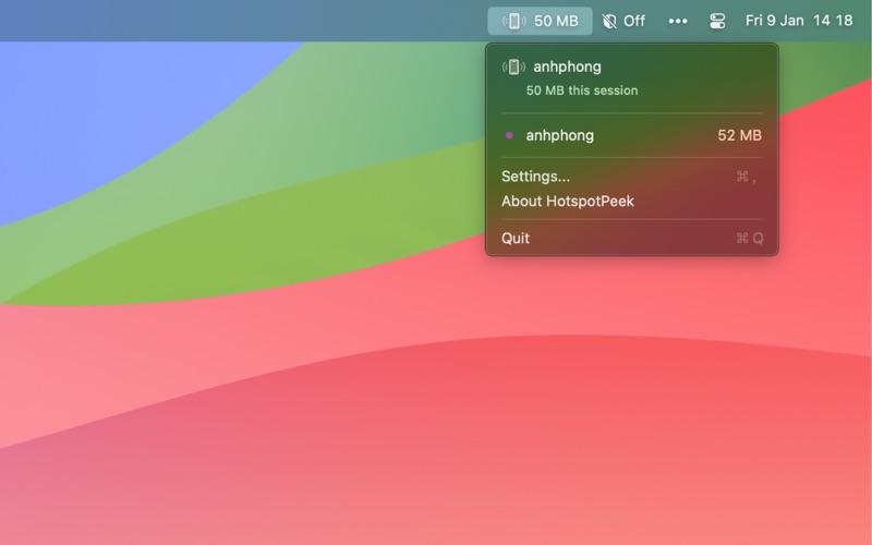 Hotspot Peek app screenshot