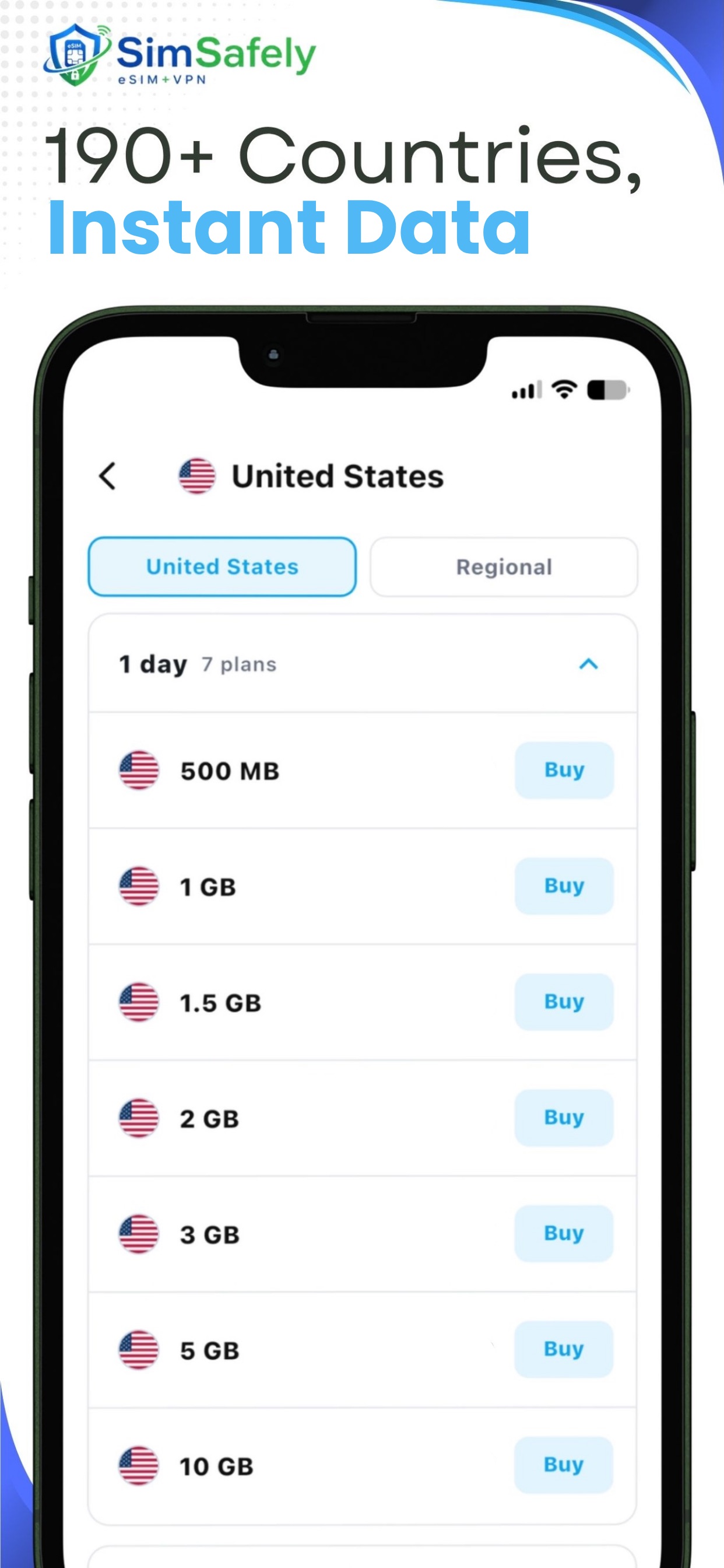 Screenshot 3 of SimSafely: eSIM + Travel VPN