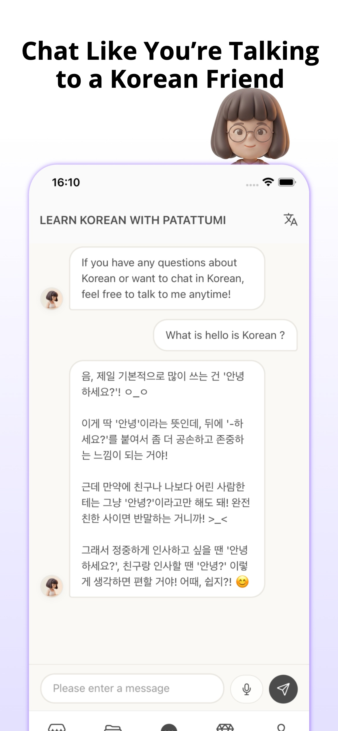 Patattumi — AI Korean Tutor screenshot 2