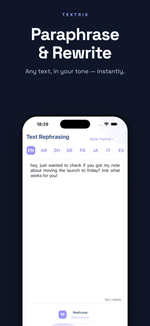 Writing & Paraphrase - Textrix screenshot 1