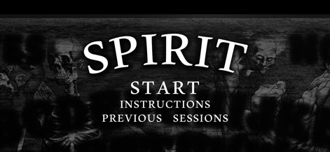 3D Spirit Board PLUS - This entry point provides intuitive navigation, presenting options such as "Start" for new sessions and a direct link to "Previous Sessions" for revisiting encounters.