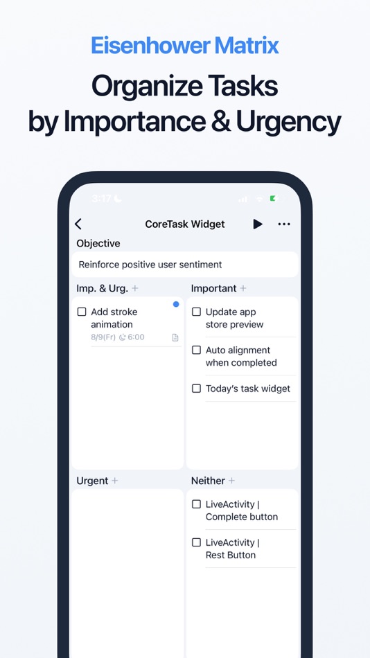 #1. CoreTask: Eisenhower Matrix (iOS) 由: Seongkyun Lim