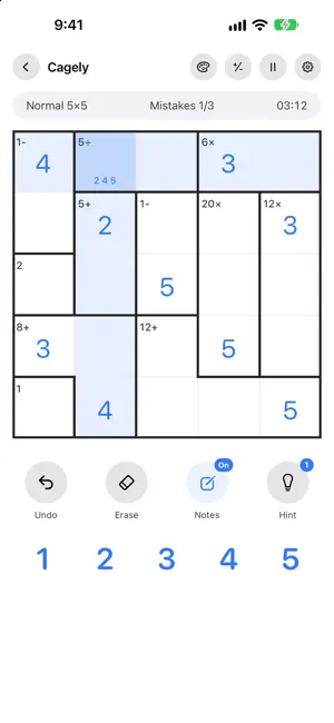 Cagely: Calcudoku Puzzle screenshot 2