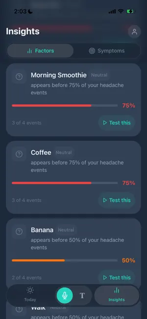 TrackBack Symptom Tracker screenshot 2