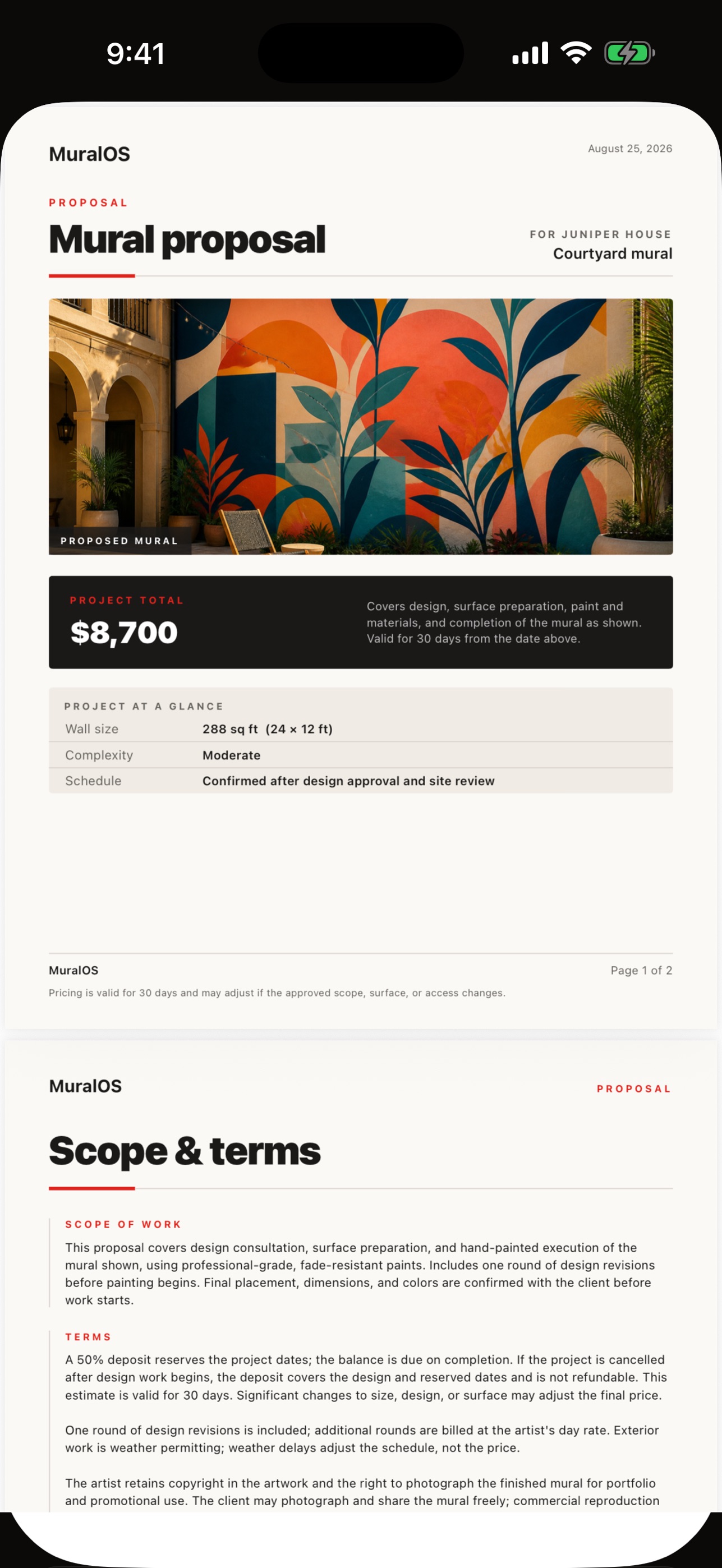 Screenshot 4 of MuralOS: Mural Quotes & Bids