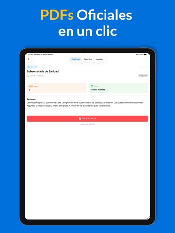 ConvocaES: Alertas Oposiciones iPad screenshot