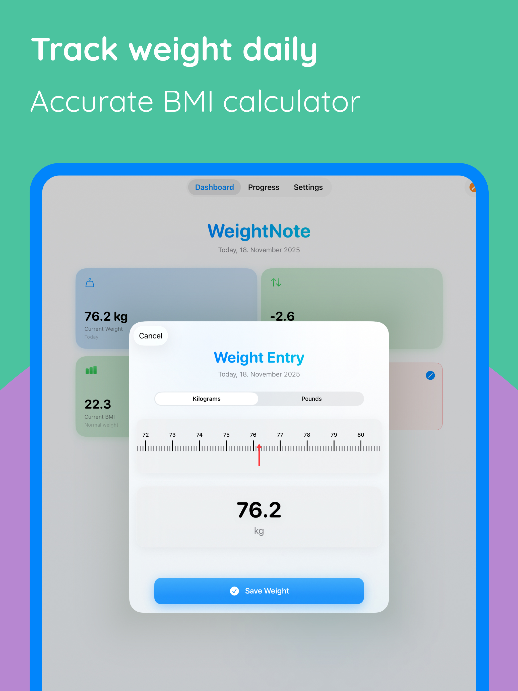 BMI calculator: Weightnote