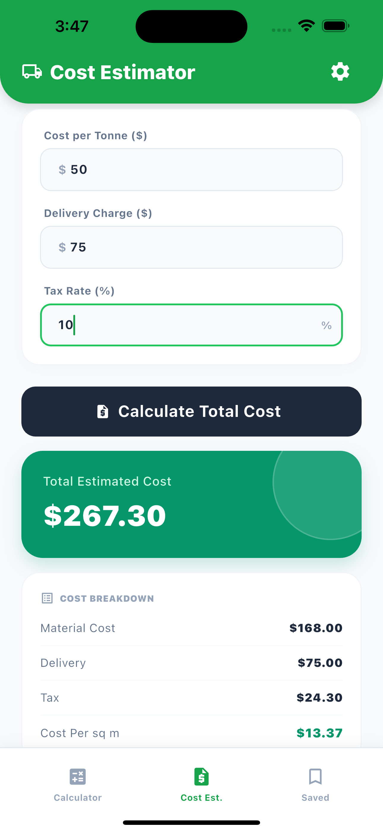 Gravel Calculator & Estimator screenshot 2