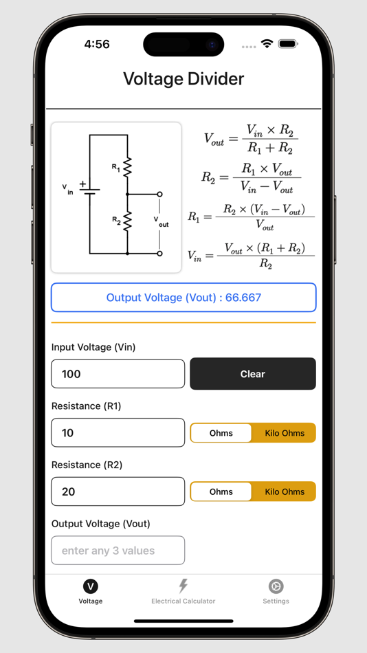 #2. Voltage Divider Calculator (iOS) By: V PUGAZHENTHI