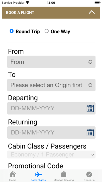 South African Airways Screenshot