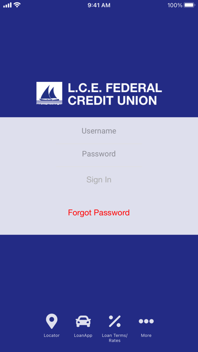 LCE Federal Credit Union Screenshot