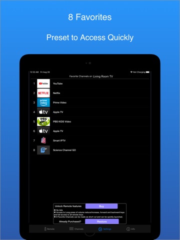 TV Remote Universal -iUniSmart iPad screenshot