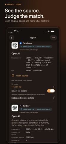 Maigret: OSINT Username Finder iPhone screenshot