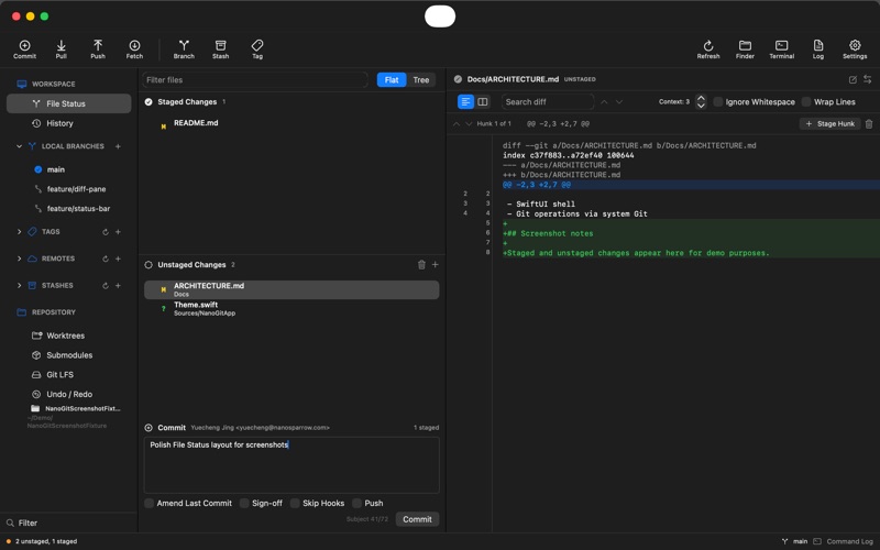 NanoGit screenshot 1