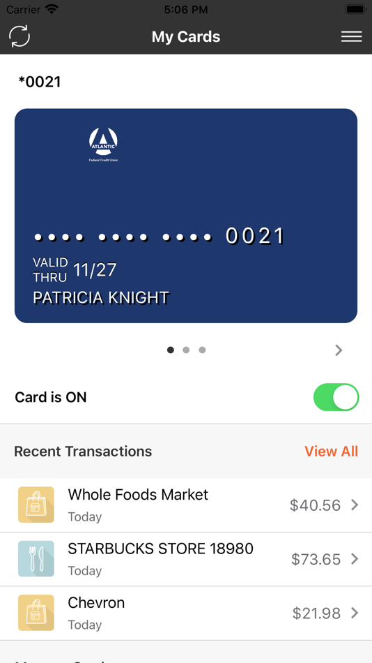 #1. Atlantic Debit Card Controls (iOS) 由: Atlantic Regional Federal Credit Union