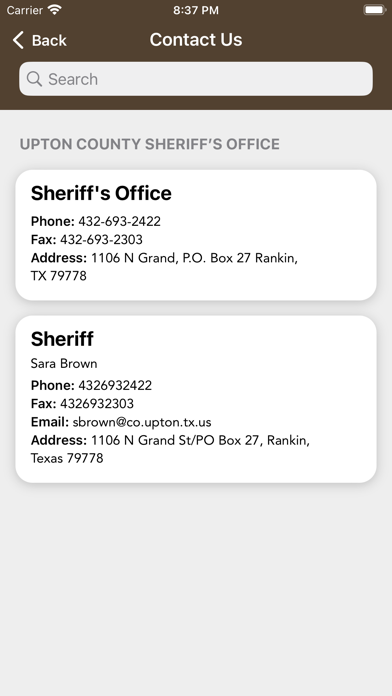 Upton County Sheriff's Office Screenshot