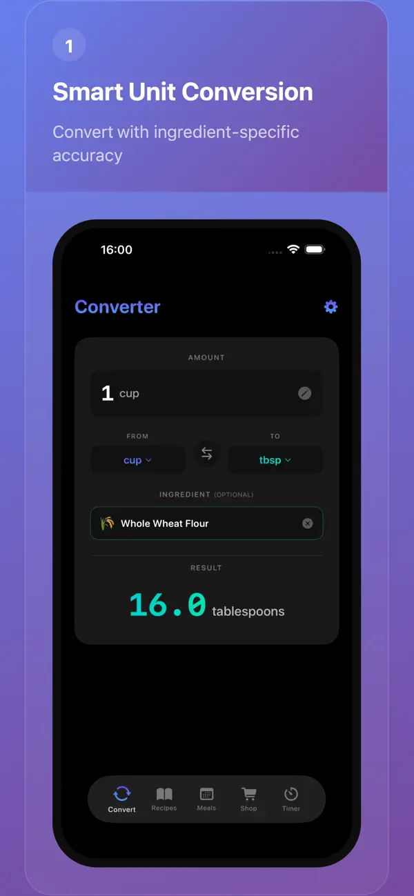 Screenshot #1 pour Kitchen Converter & Recipes