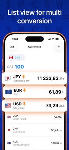 Currency converter: Xrate iPhone screenshot