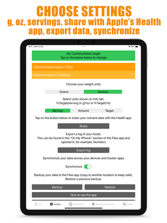 Screenshot #6 pour Carb Counter and Tracker