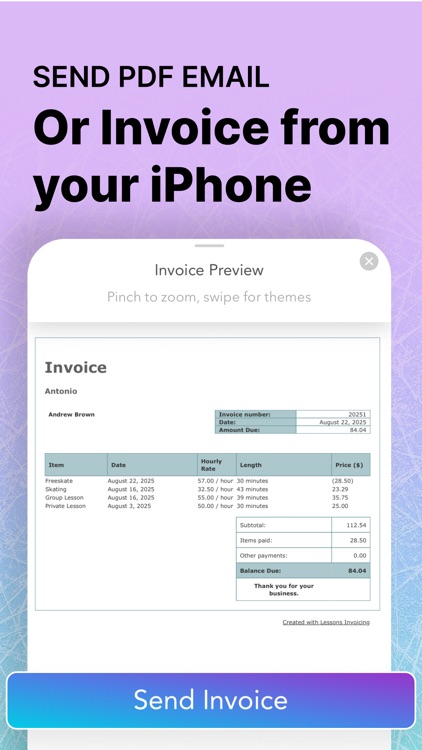 Business Invoices - Lessons