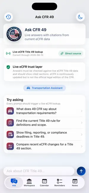 CFR AI - Title 49 screenshot 1