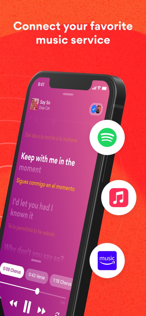 Musixmatch Lyrics Finder - Users can effortlessly link their preferred streaming platforms like Spotify and Apple Music, ensuring synchronized lyrics display during playback.