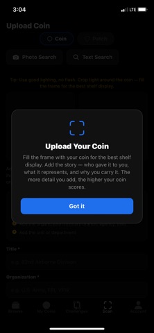 Challenge Coin Check iPhone screenshot