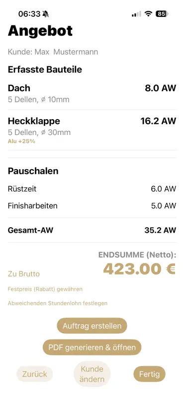Dent-App Dellen Kalkulator screenshot 3 of 4
