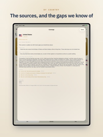 Flag Calendar iPad screenshot