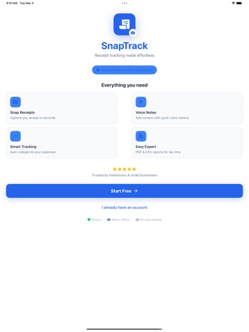 SnapTrack AI iPad screenshot