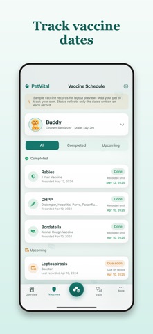 PetVital - Vaccine Log iPhone screenshot