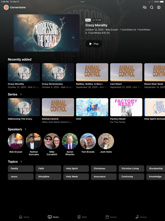 Cornerstone Church Bourbonnais iPad screenshot 2 - Education app