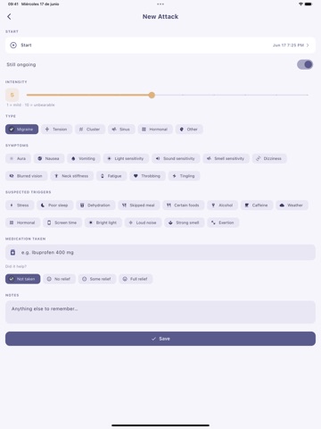 HeadEase: Migraine Tracker iPad screenshot