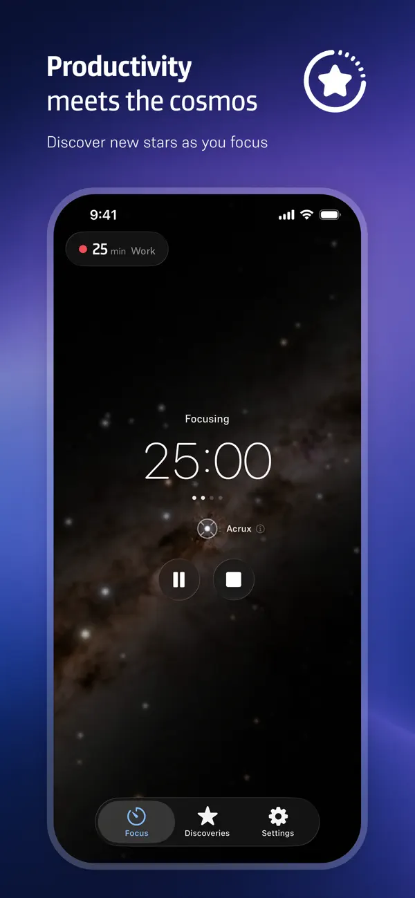 Screenshot #1 pour Starfocus – Pomodoro Timer