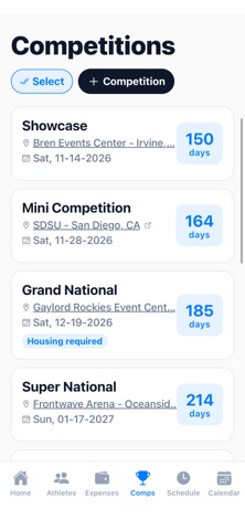 CheerPlanner iPhone screenshot