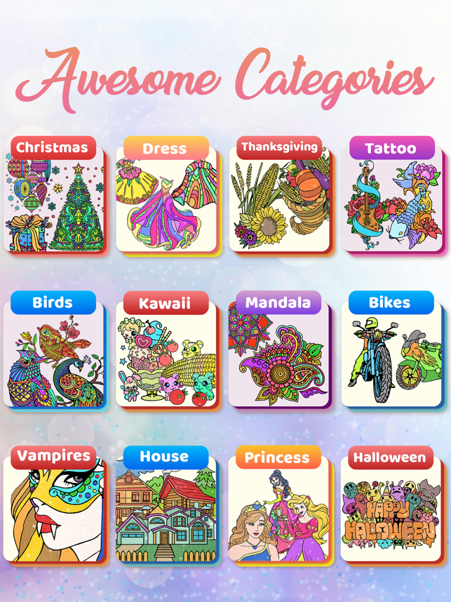 ‎Glitter Color By Number Pages Screenshot