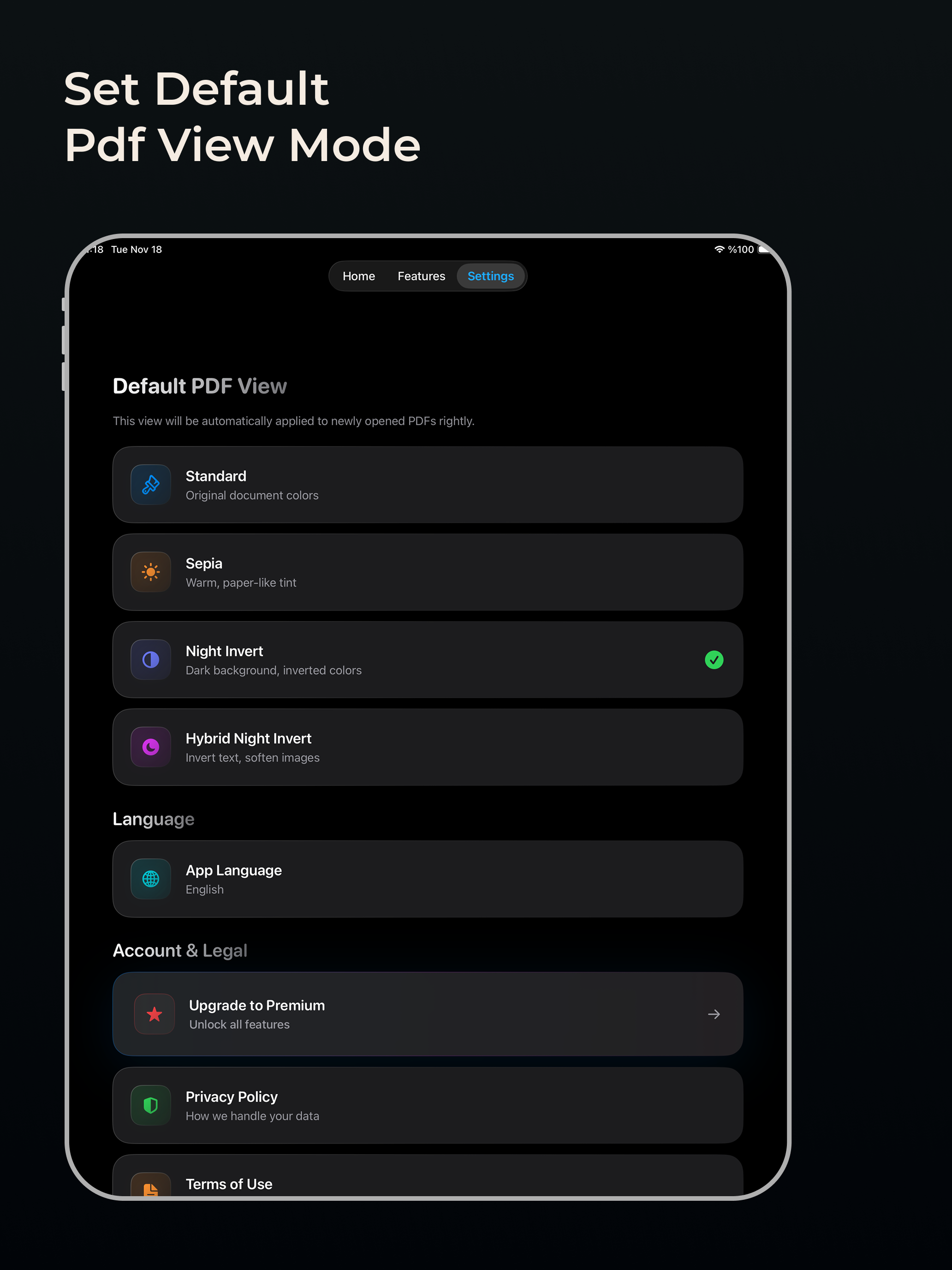 Dark PDF: Night Mode Reader