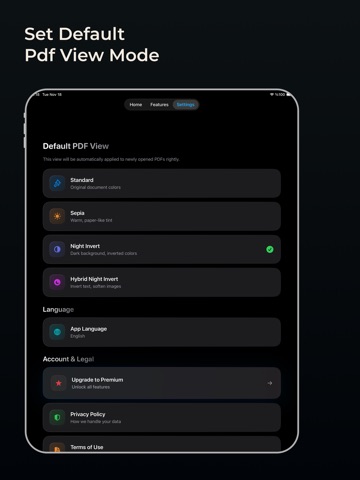 Dark PDF: Night Mode Reader iPad screenshot